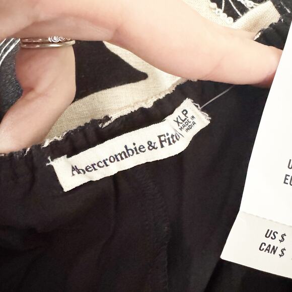 ABERCROMBIE Linen Floral Wrap Open Back Mini Dress Black White XL Petite - Picture 10 of 11